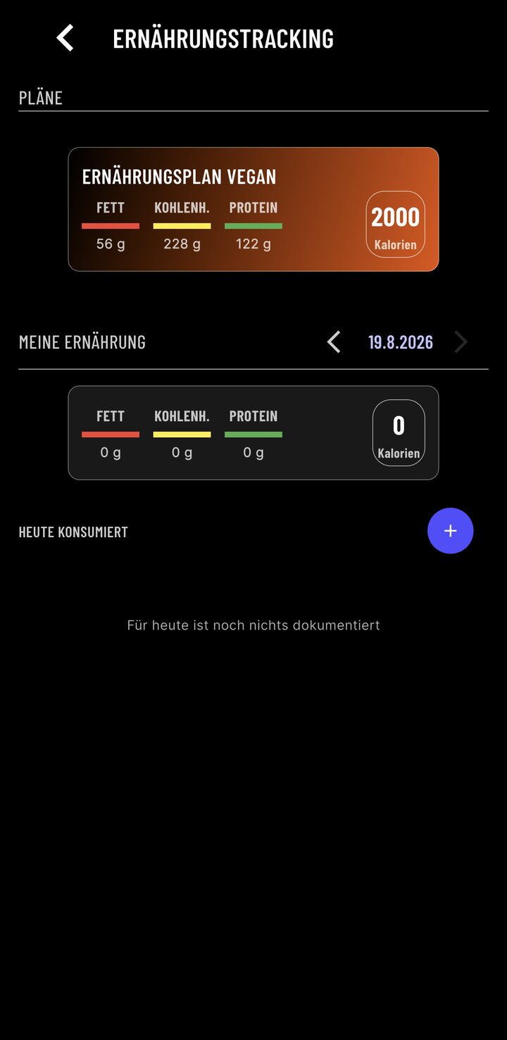 Ernährungstracking für den aktuellen Tag in Stellas Coaching-App
